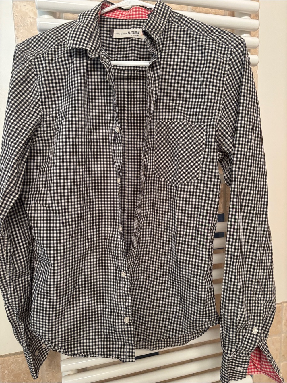 Black & White Gingham Long-Sleeve Dress Shirt